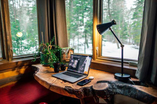 desk and forest